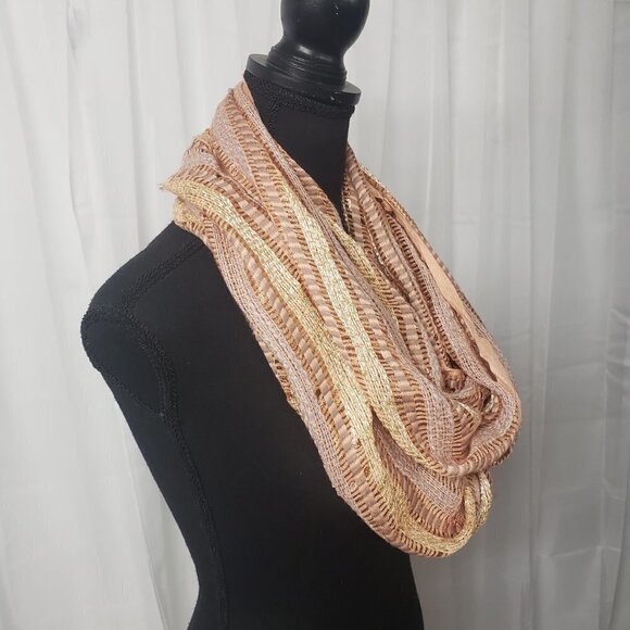 Apt 9 Peach Copper Shimmery Bohemian Infinity Scarf - Picture 3 of 8